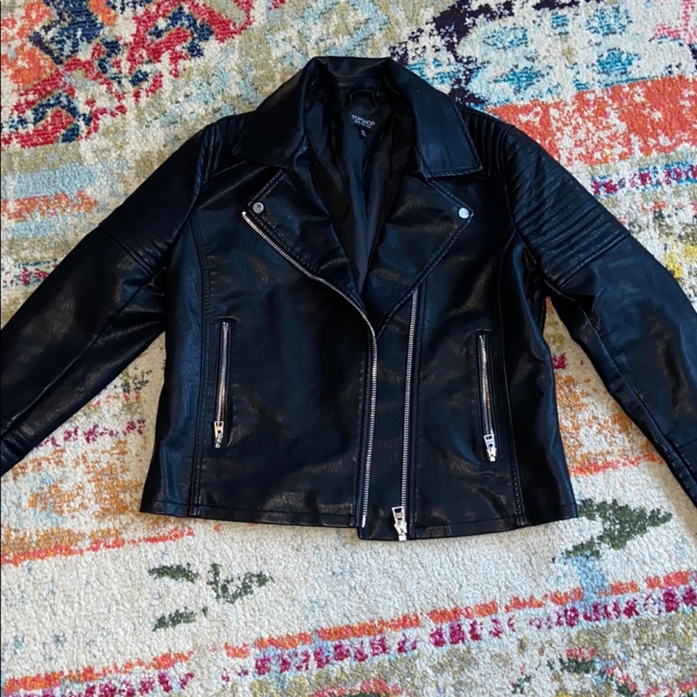 Topshop Rosa faux-leather biker jacket